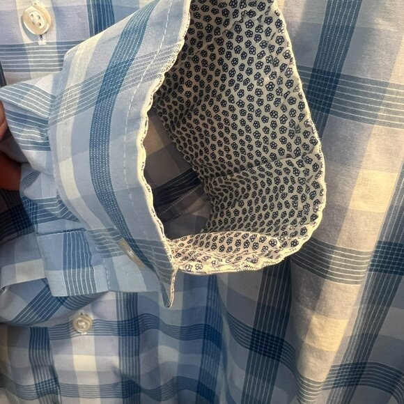 Cotton Blend Checkered Button Down // Egara Slim Fit Men's Size XL - Picture 4 of 6